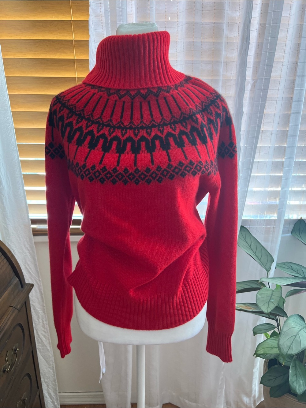 Charter Club Red & Black Fair Isle Turtleneck Sweater